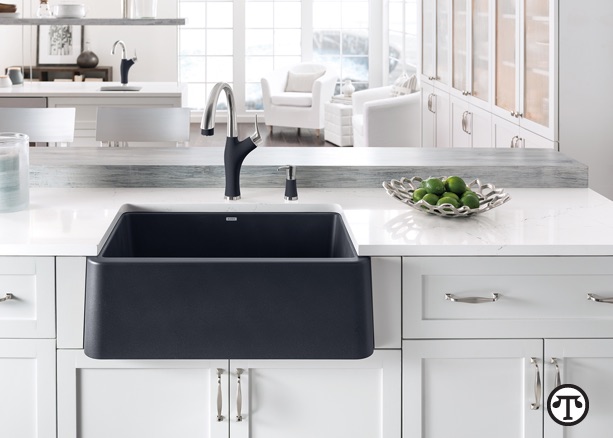 An apron front sink is comfortable and convenient to use, in keeping with the trend toward clever kitchen gadgets and appliances.