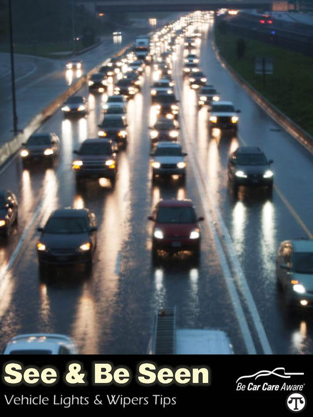 For safety’s sake, it’s a bright idea to regularly check your car’s lights and windshield wipers so you can see and be seen.