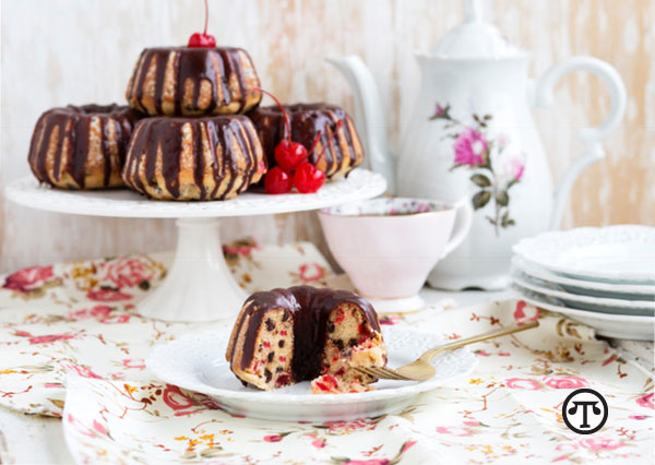 Maraschino cherries inside these beautiful Bundt cakes add a bright burst of sweetness. Who needs a cherry on top when you can bake them right in?