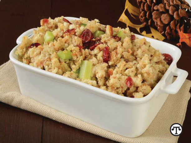 This succulent stuffing is enhanced by dried cranberries. 