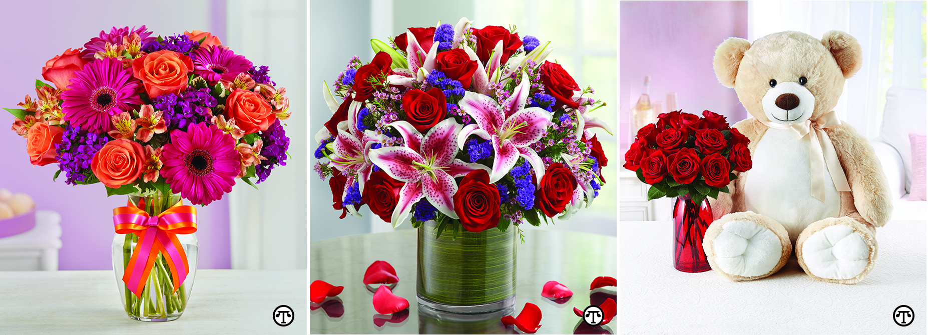 Give your sweetie a Sugar ‘n’ Spice Bouquet—it may spice up your life. Be Mine, a luxurious handcrafted arrangement of red roses and pink Stargazer lilies, could help make her yours. The Big Bear for Romance could provide the paws that refresh your love life. 