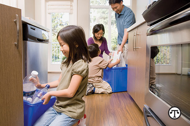 Recycling is one good way to reduce your family’s carbon footprint.