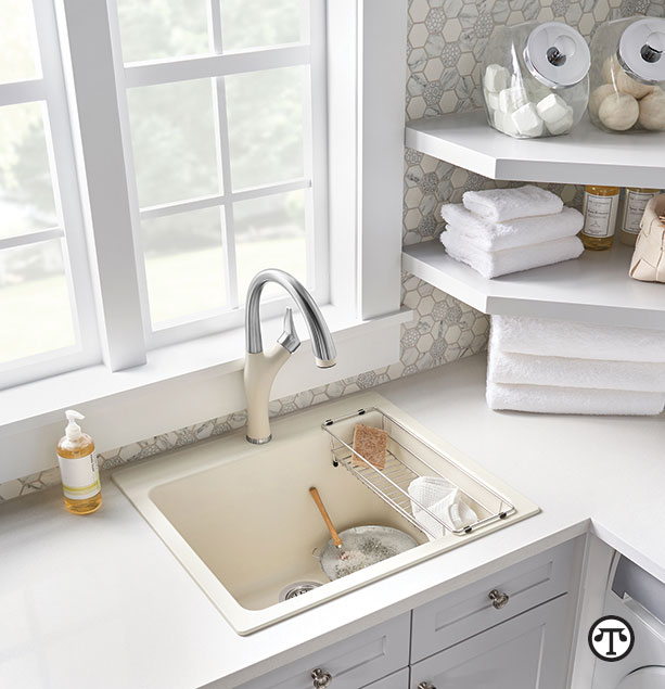 Kitchen sinks—the workhorse of the kitchen—are now in demand in the laundry room.