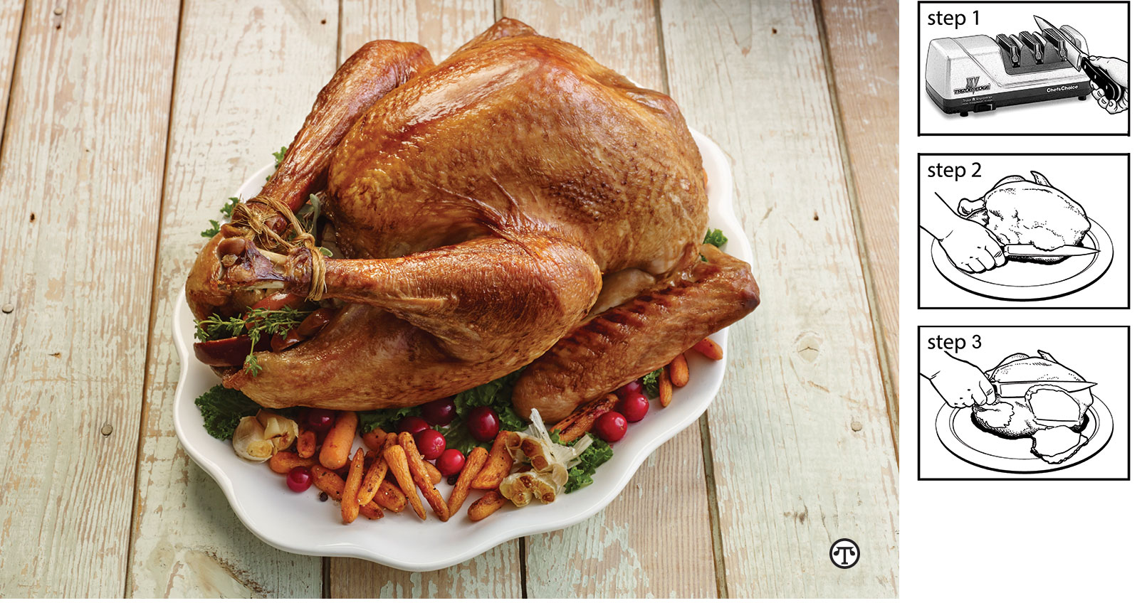 To carve a turkey right, make sure the knife you use is sharp, advises cookbook author and chef Nathalie Dupree.
