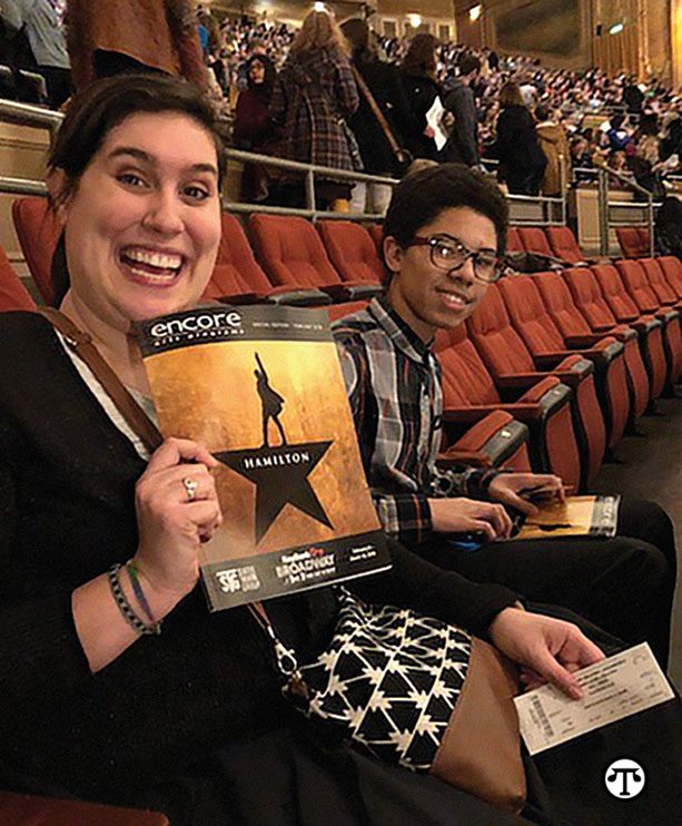 Mary Iannuzzi gets ready for “Hamilton” with Chris, a student in Treehouse’s Graduation Success program.