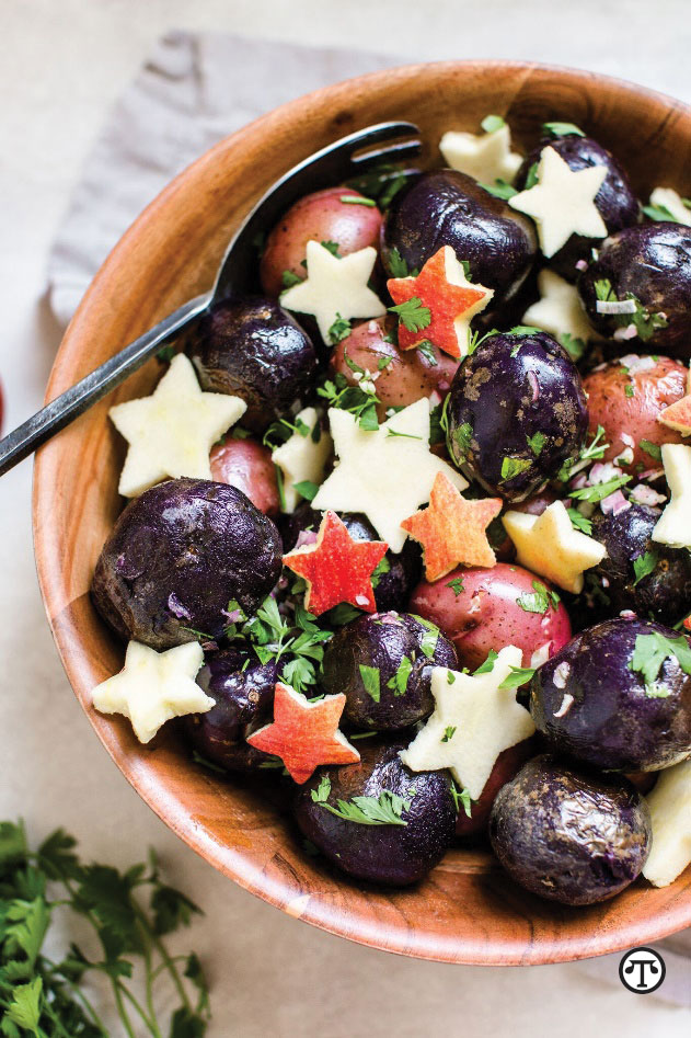 This patriotic apple and potato salad can make any day feel like a holiday.