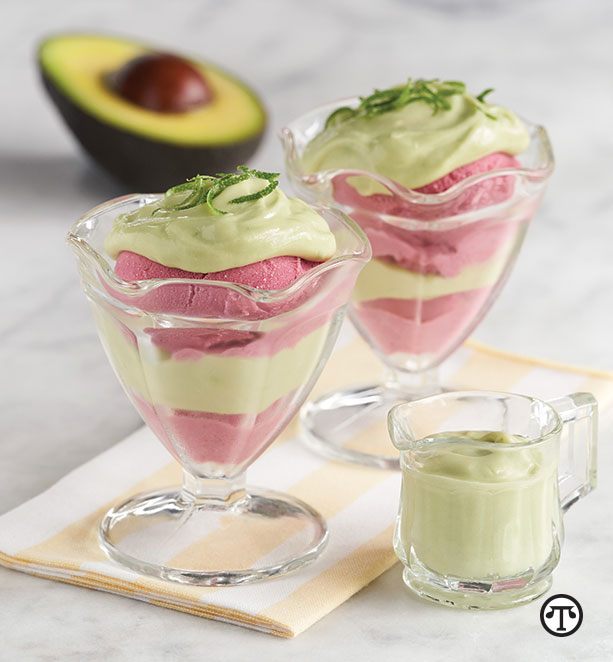 Wild Berry Frozen Yogurt & California Avocado Lime Fudge Parfait