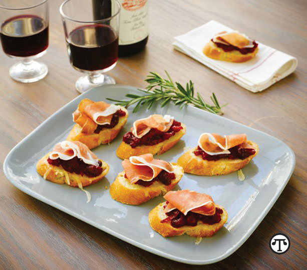 Improve your holiday dinner with dishes made with the rich flavor of authentic Prosciutto di Parma such as these Cranberry Crostini. 